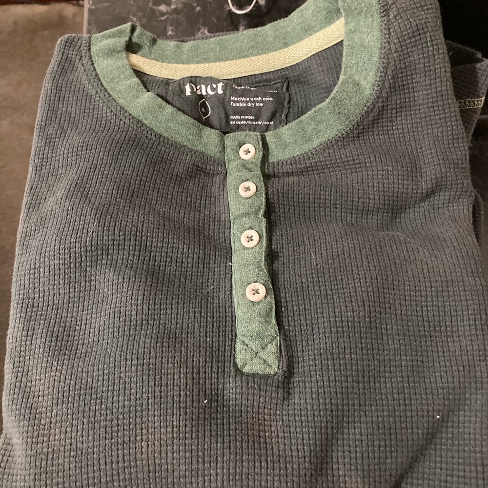 Pact thermal waffle Henley pajama set